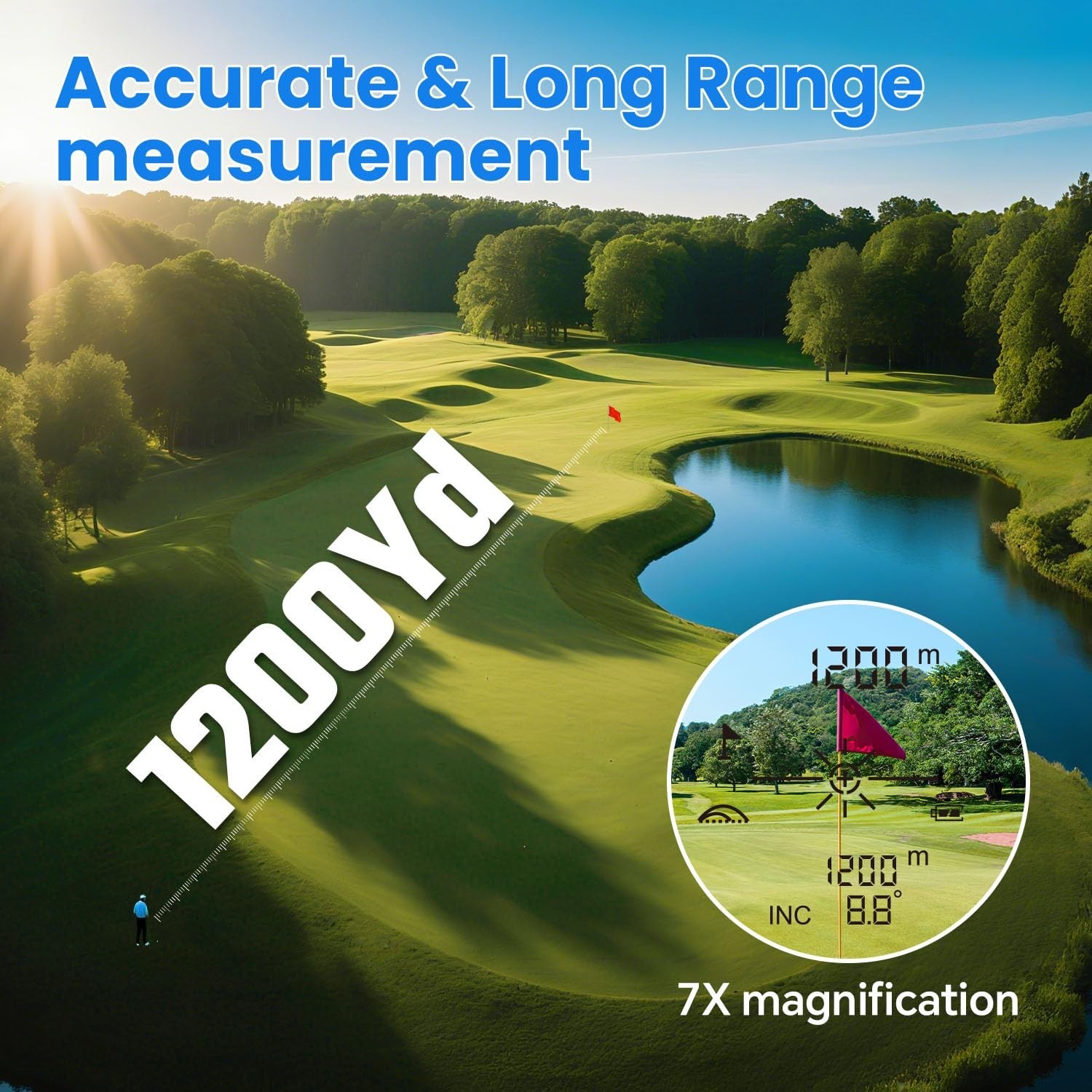 Golf Range Finder with Slope, Switch for Tournament, 1200 Yards Rechargeable ...