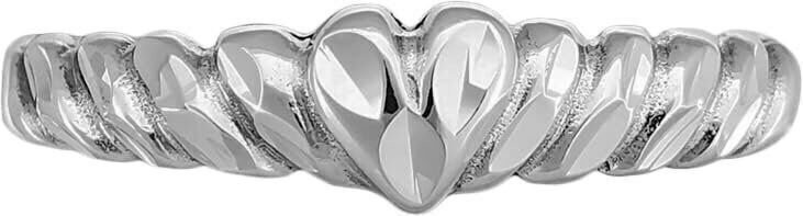 Diamond Cut Groovy Heart Ring