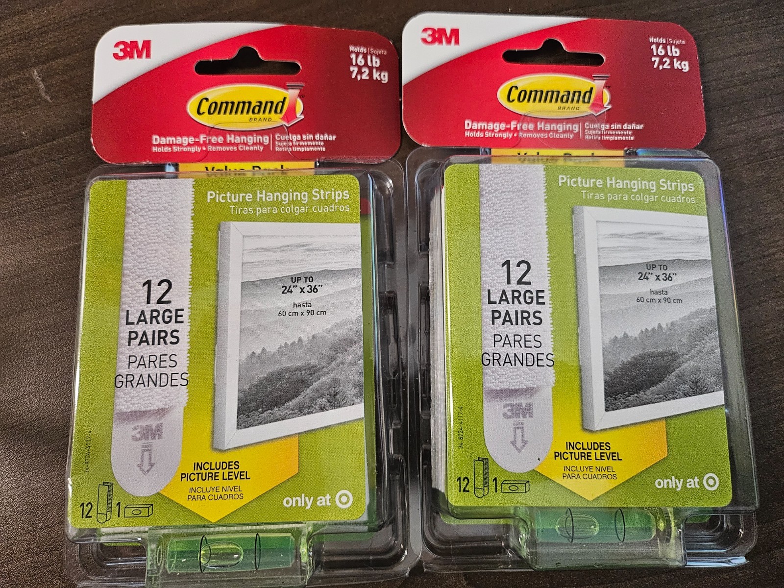 3M Command Strips 24 Large Picture Poster Hanging White Includes Level