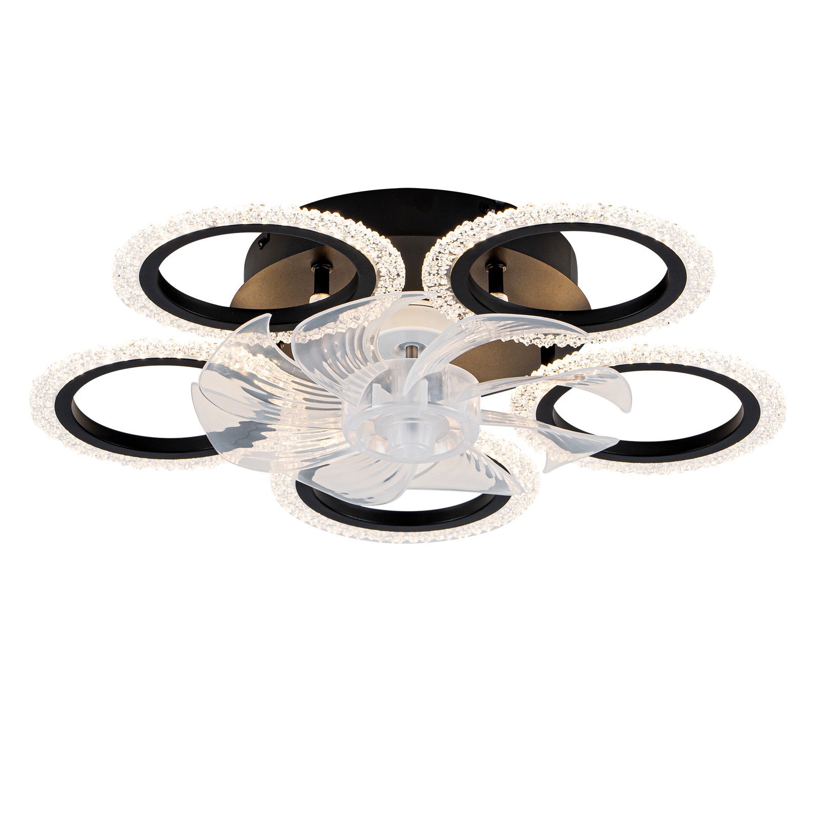 20''Modern Ceiling Fan Lights Remote Control.Black,6 Speeds 3 Light Color Low