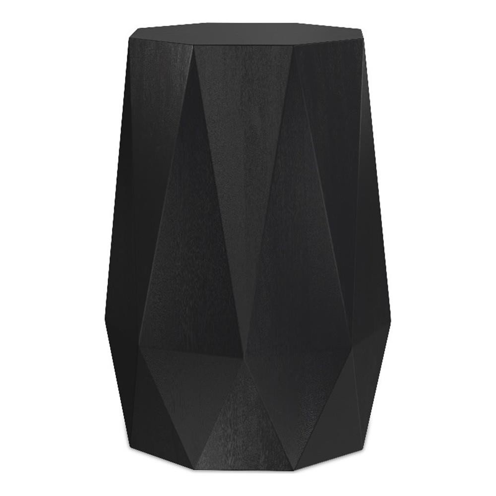 Kurt ACACIA WOOD 15" Wide Polygon Side Table in Black & Fully Assembled