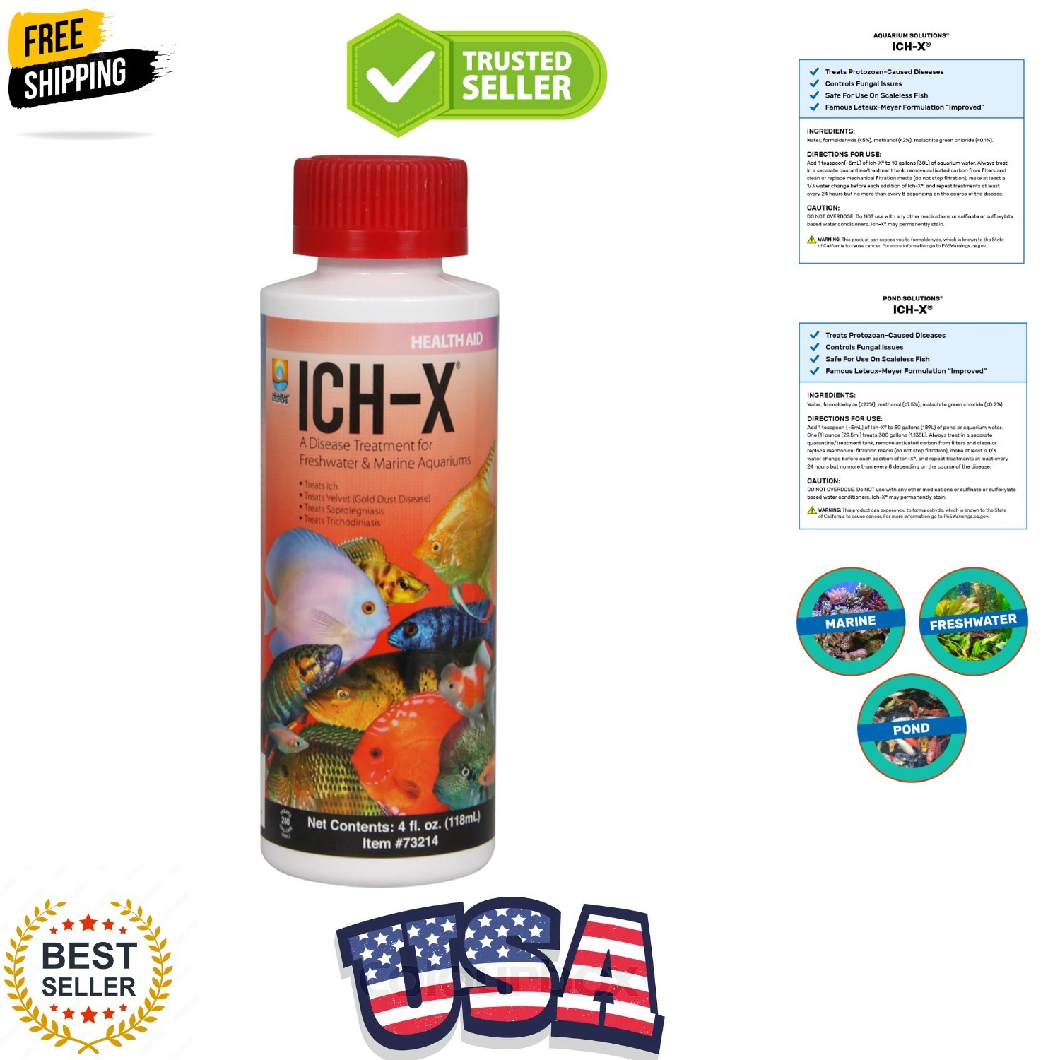 Ich-X for Aquarium, 4-Ounce