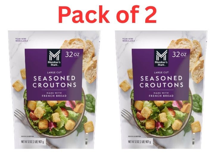 2 PACK - Member's Mark Seasoned Croutons 32 oz. (Total 64 oz) FRESH