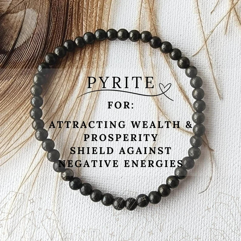 Natural Bronze Pyrite 4mm Beads Healing Protection Crystal Elastic Bracelet