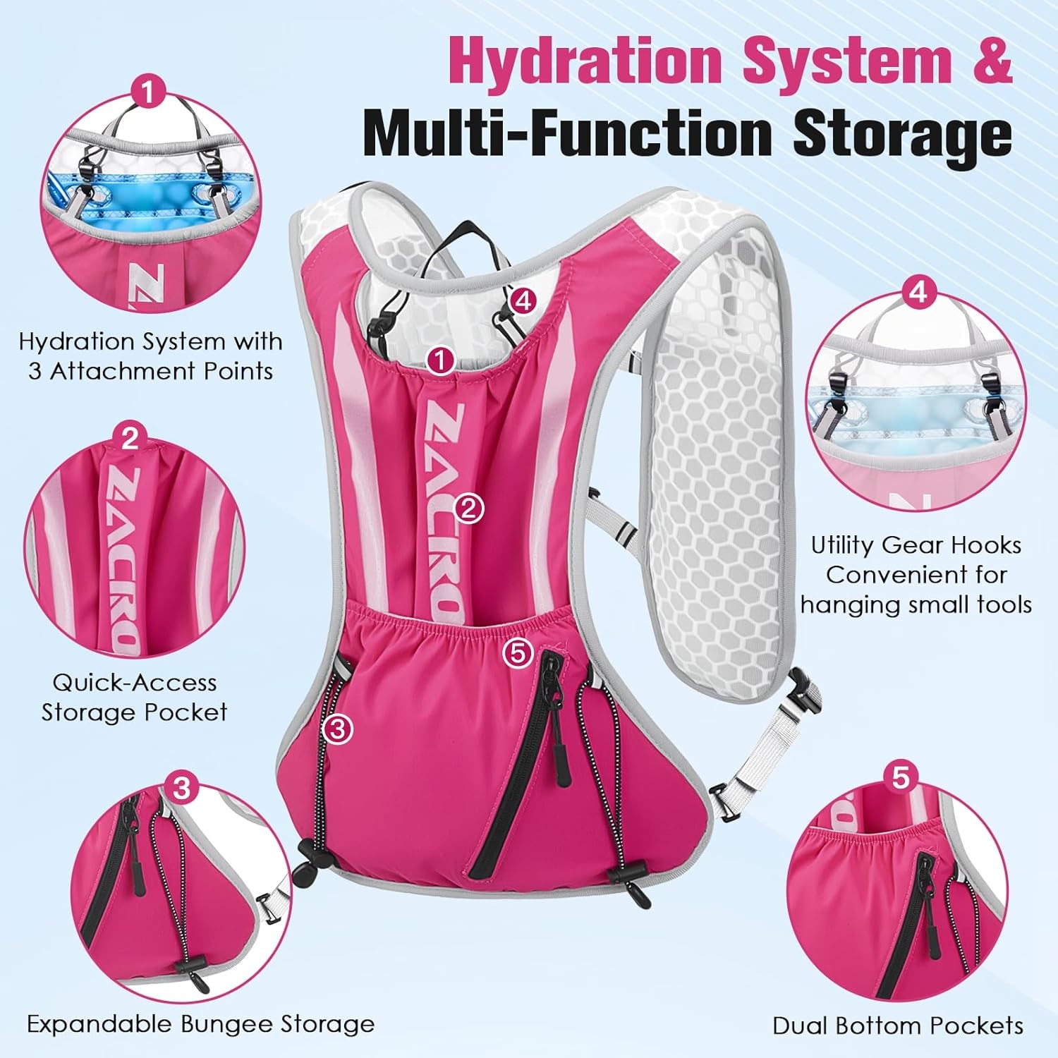 Running Hydration Vest Backpack 2L Water Bladder Hiking Cycling Pack