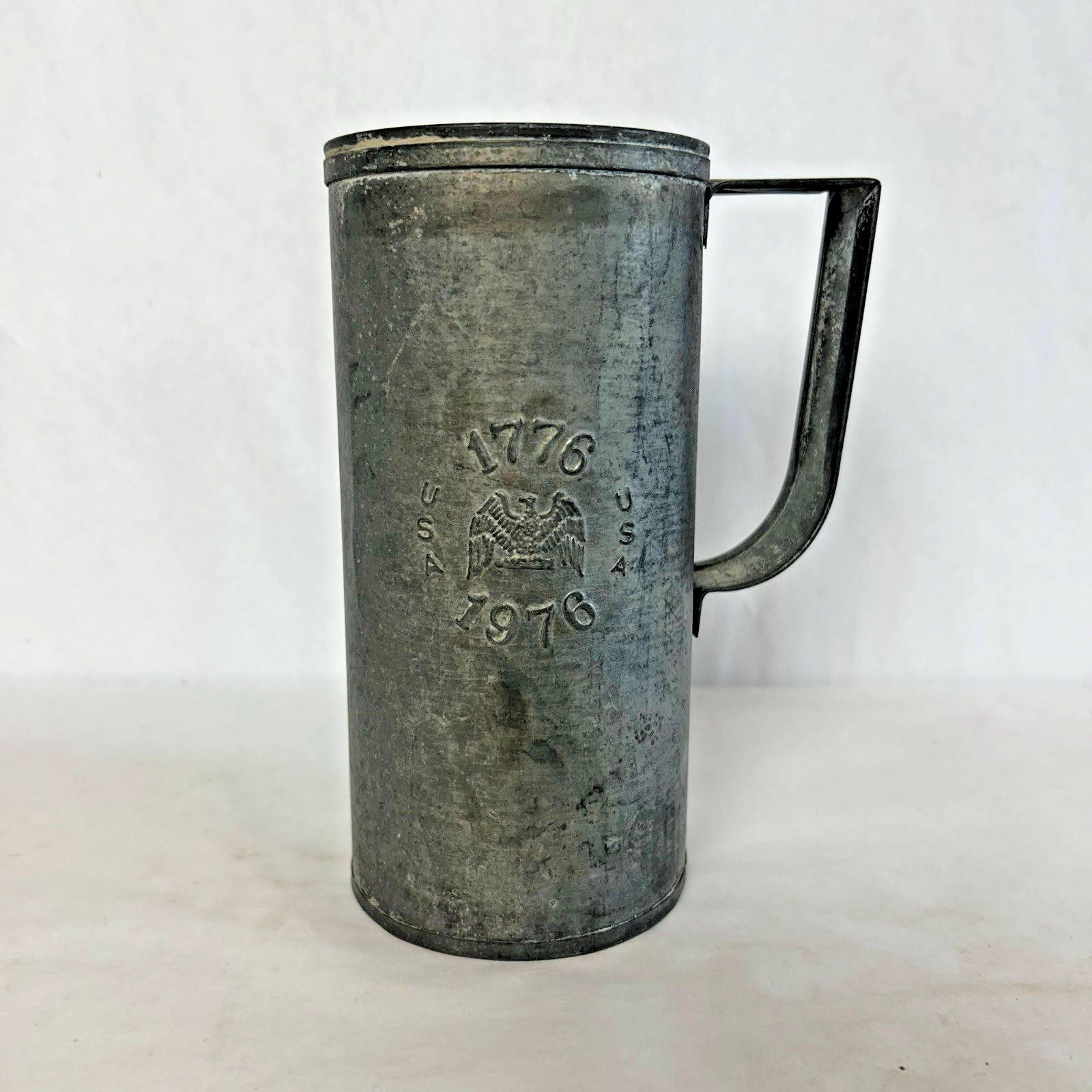 Pewter Measuring Cup American Eagle Seal 1776 1976 USA Gray Metal Vintage