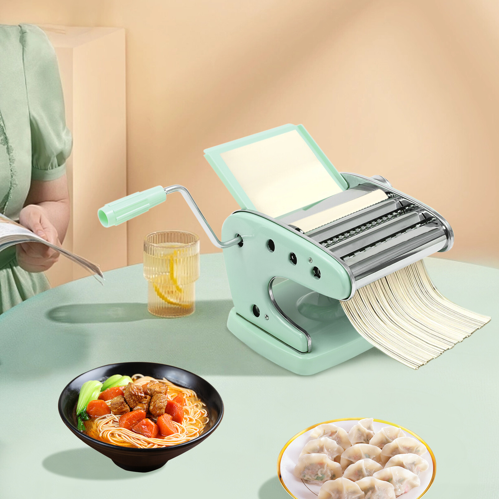 Pasta Maker Machine with 6 Adjustable Thickness Settings Dough Roller