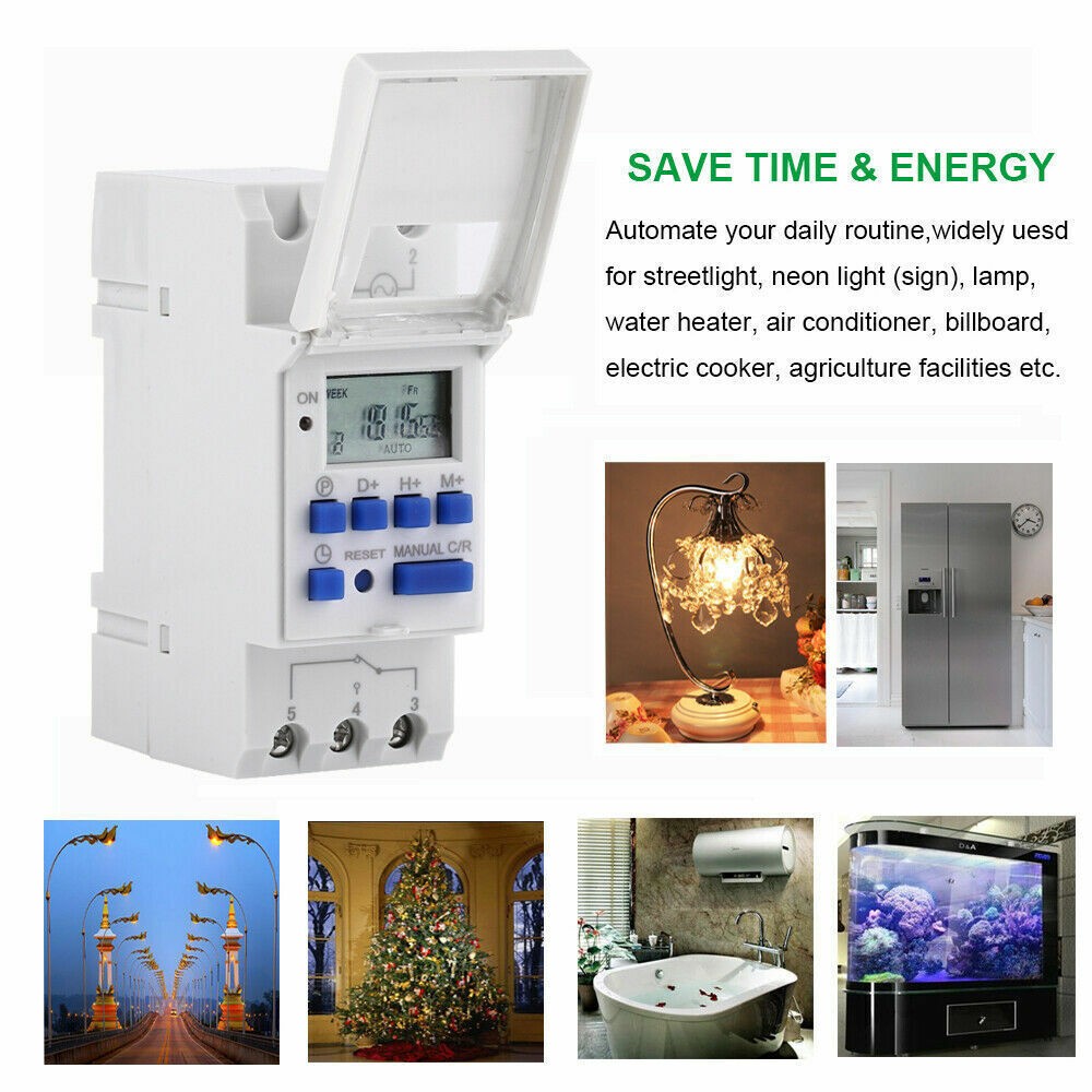 Digital LCD Power Programmable DIN Rail Timer Time Switch Relay Suitable for AU