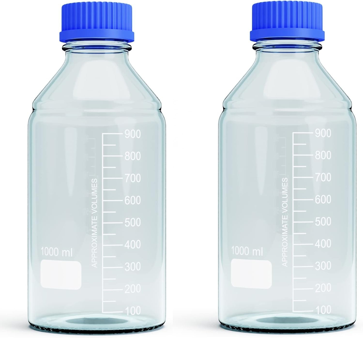 1000ml Storage Glass Bottles – 2pcs Round Media Storage Bottle – Borosilicate...