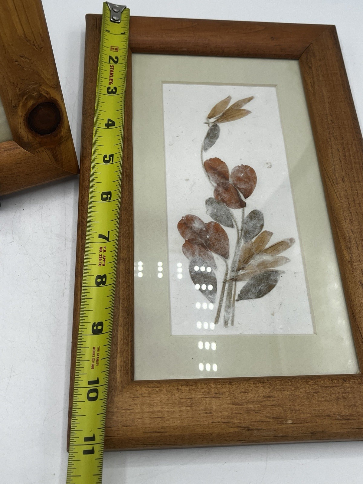 Framed Pressed Botanical Flower Art Pair Handmade Paper Wood Frame Decor