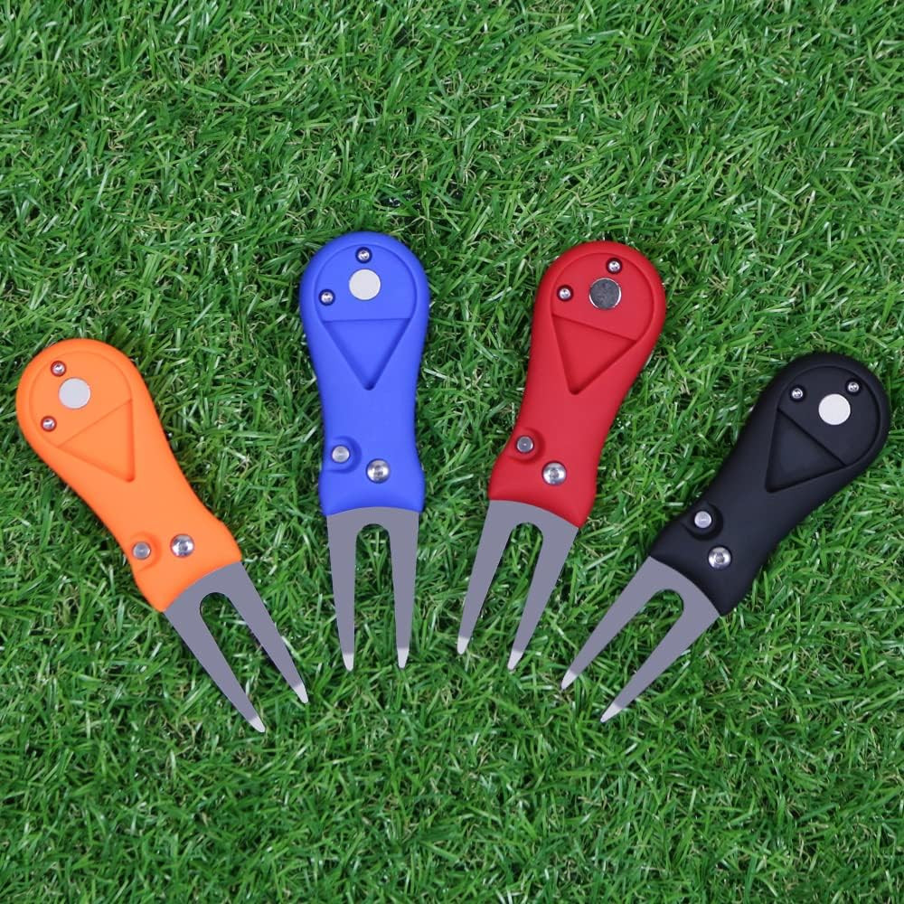 Golf Divot Repair Tool Switchblade Divot Tools with Golf Ball Marker Pop-Up Butt