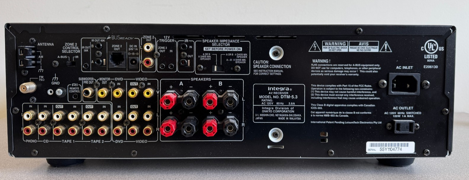 Integra DTM 5.3 A/V High Performance Receiver Read