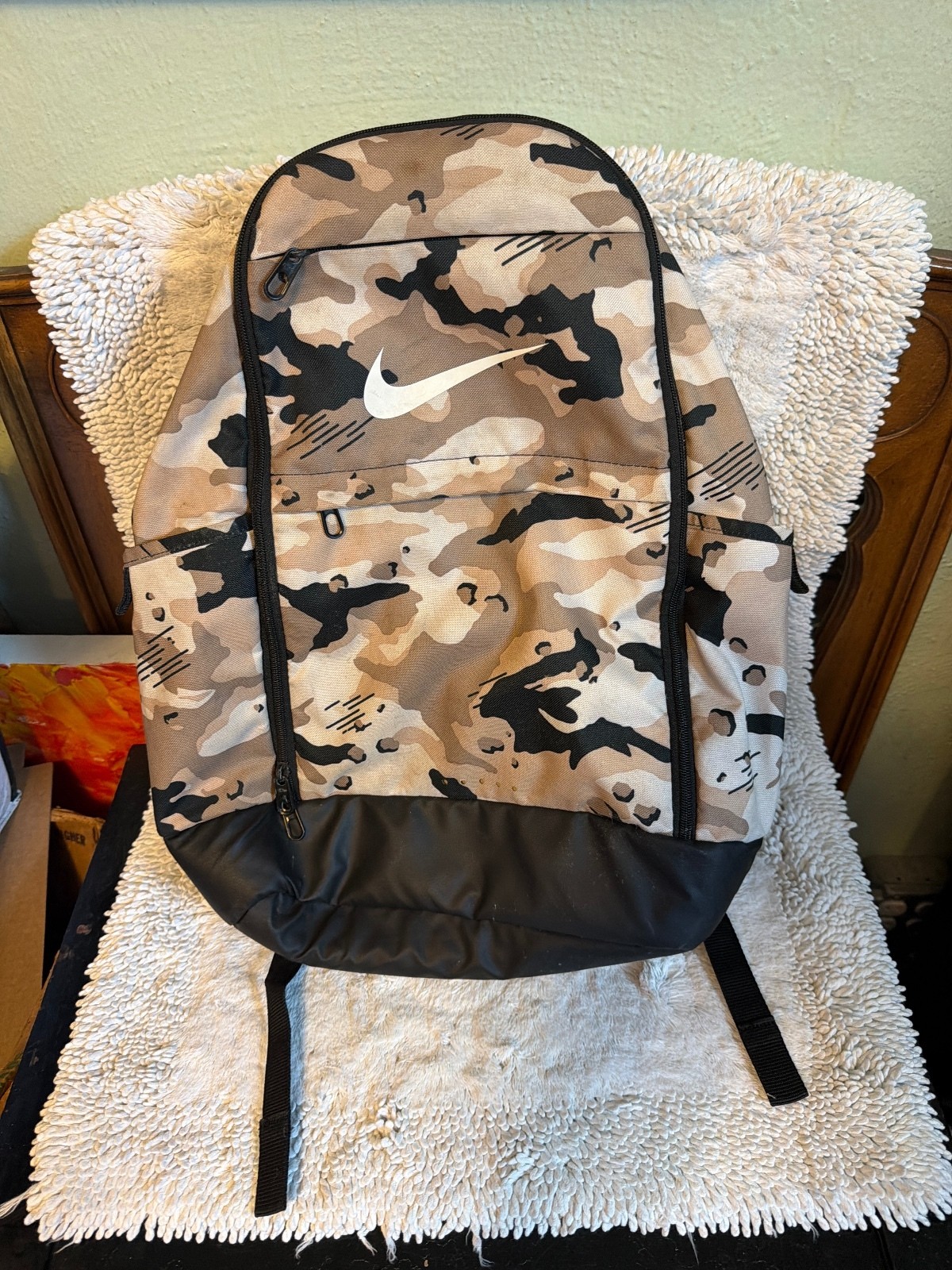 Nike Camouflage Print Backpack with Multiple Compartments