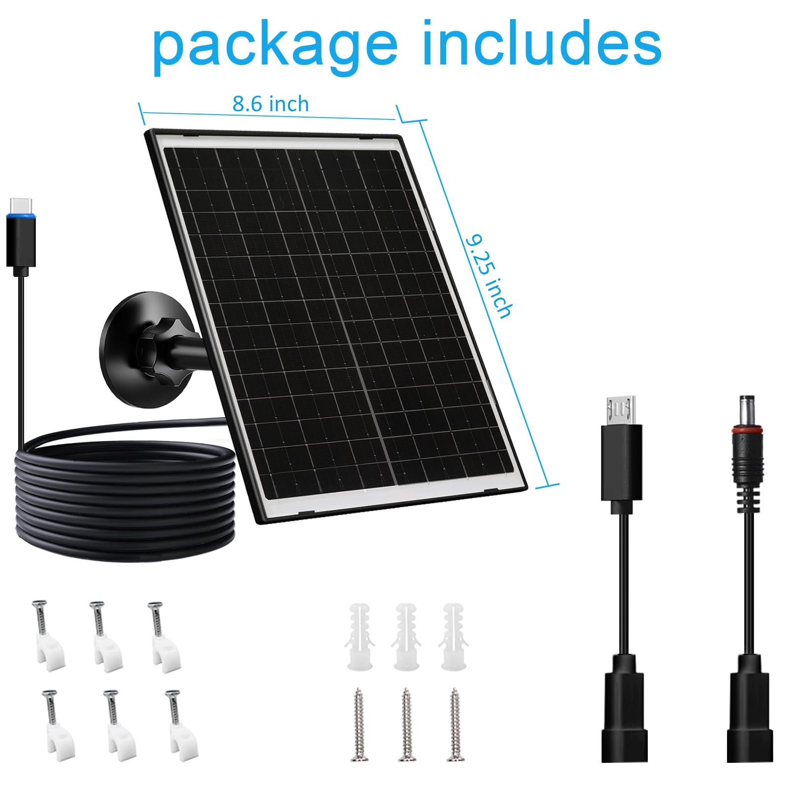 Zivif 10W USB-C Solar Charger with Glass Panel, USB Solar Panel for Security ...