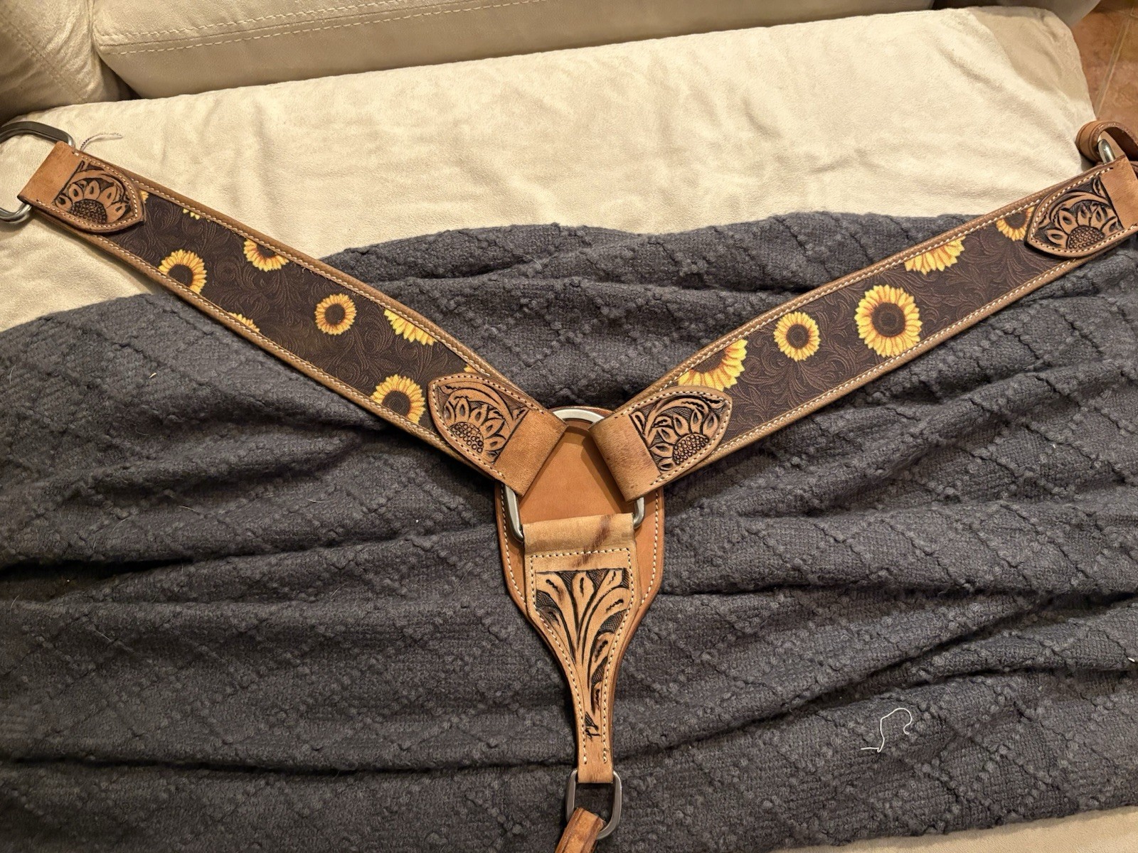 Western Sunflower Breast Collar (Silver Royal Tack), Used Once-Great Condition