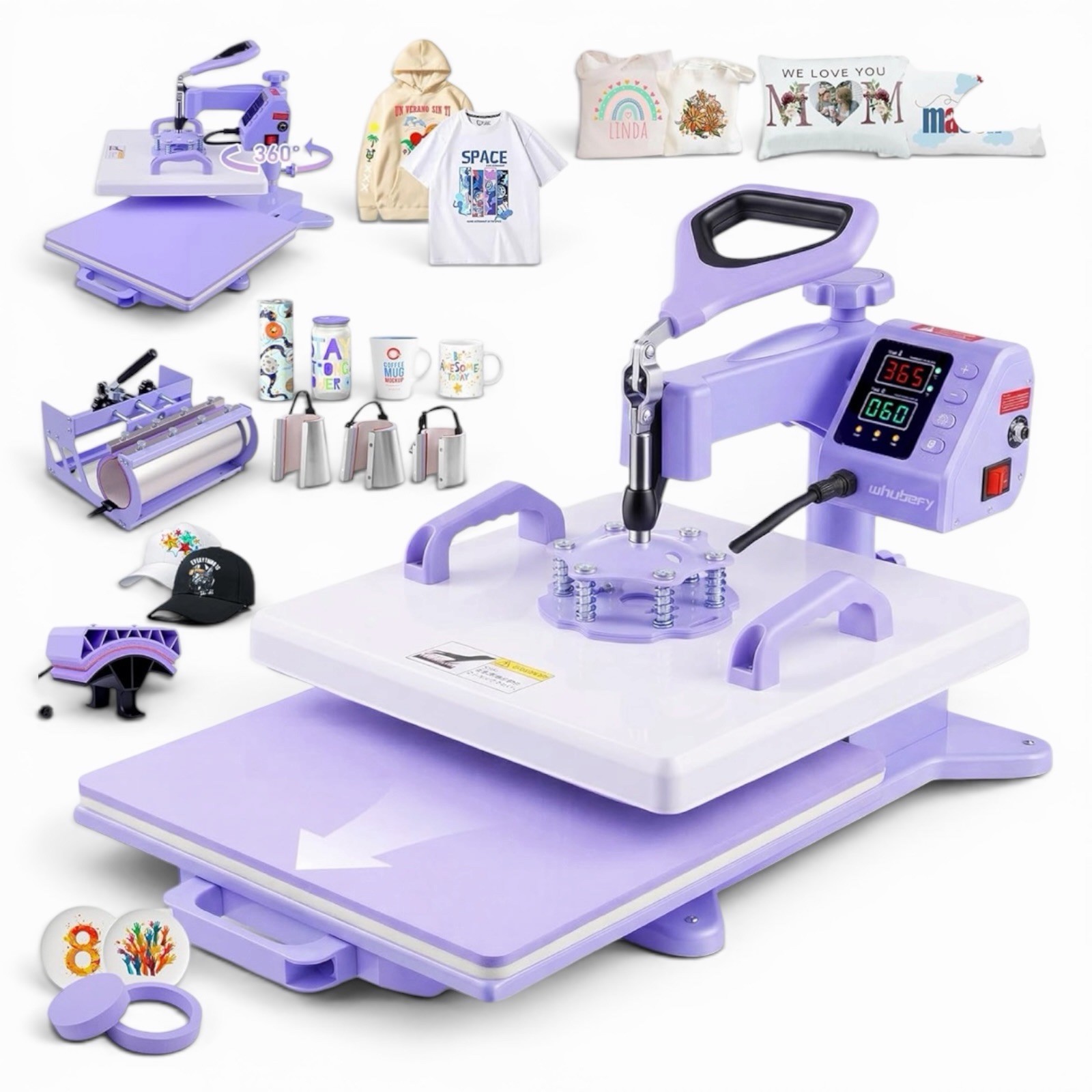 15x15 8-In-1 Heat Press Machine Tumbler Mug Hat Plate Sublimation Transfer NEW