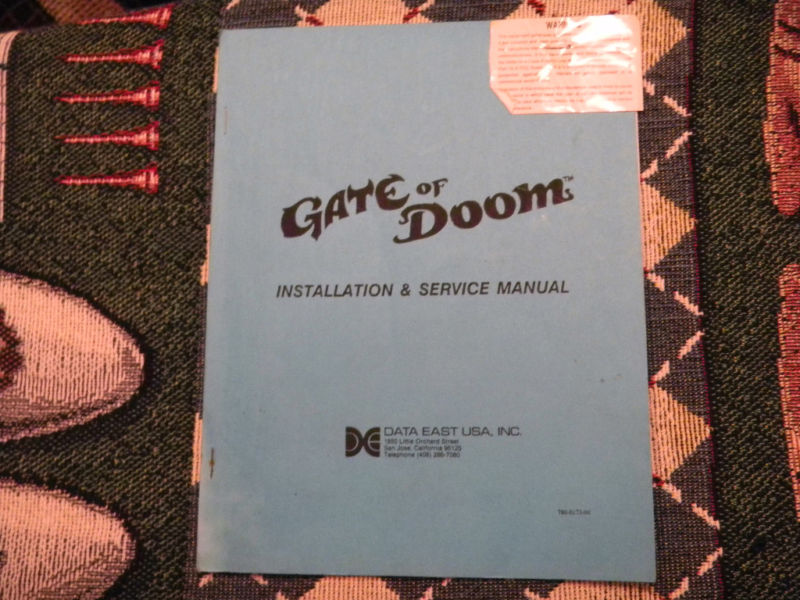 original GATE OF DOOM DATA EAST arcade video game manual