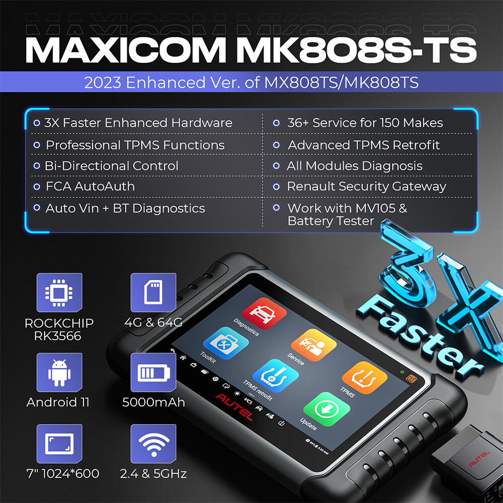 Autel MK808S-TS as MaxiSys MS906TS Diagnostic Scanner Bluetooth Code Reader TPMS
