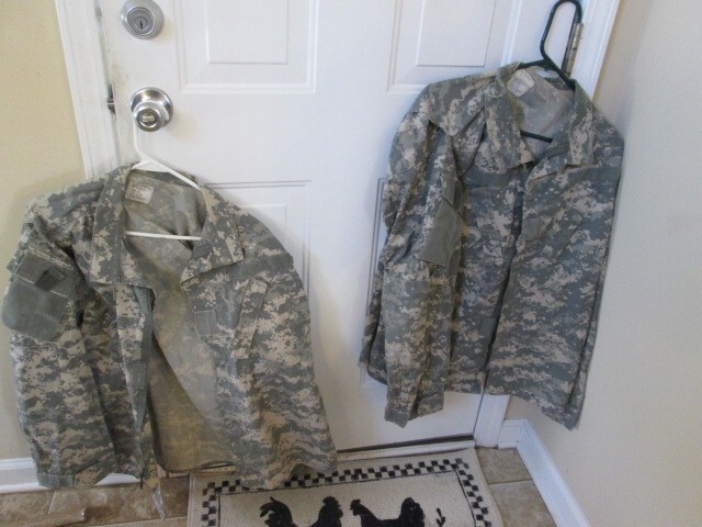 Vintage Two Army Combat Uniform Coats Medium Long Camouflage Uninsulated