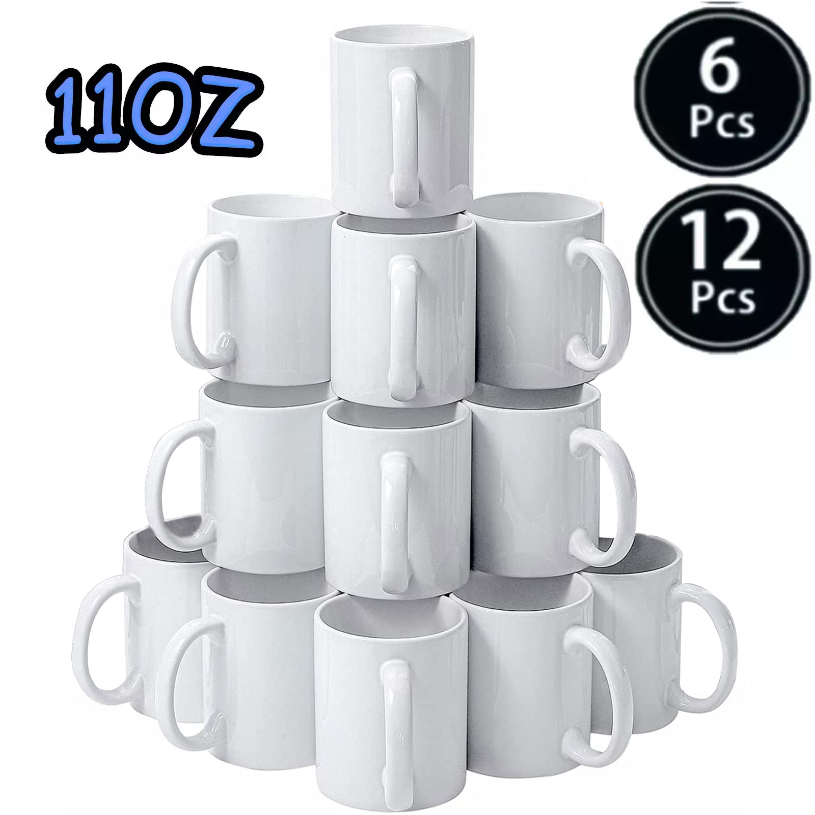 HTVRONT Sublimation Mugs Blank 11 oz 6/12/24/36 Pack Sublimation Coffee New