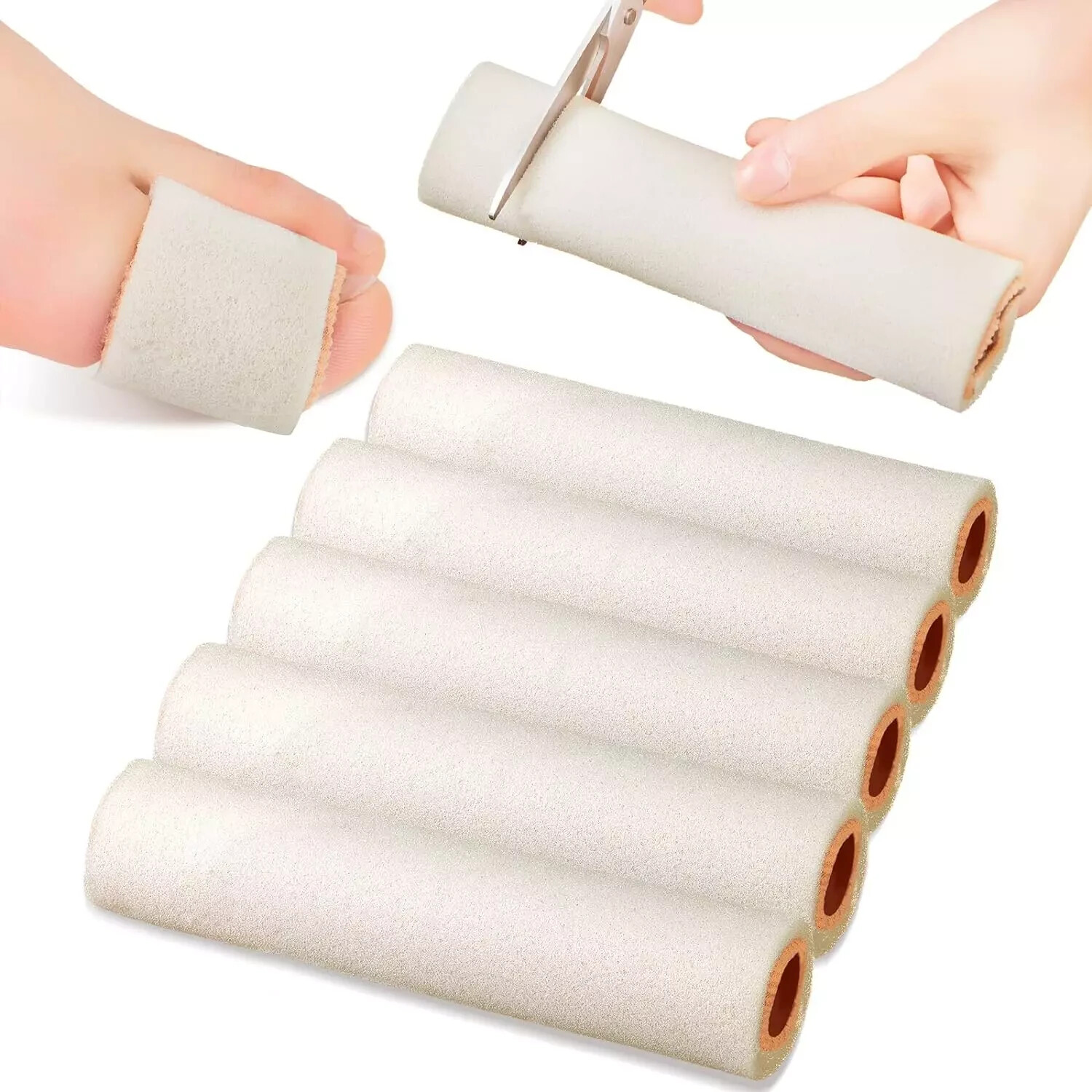 6 Pieces Foam Toe Sleeves Foam Tube Toe Protectors Toe Bandages for Toe Foam Sle