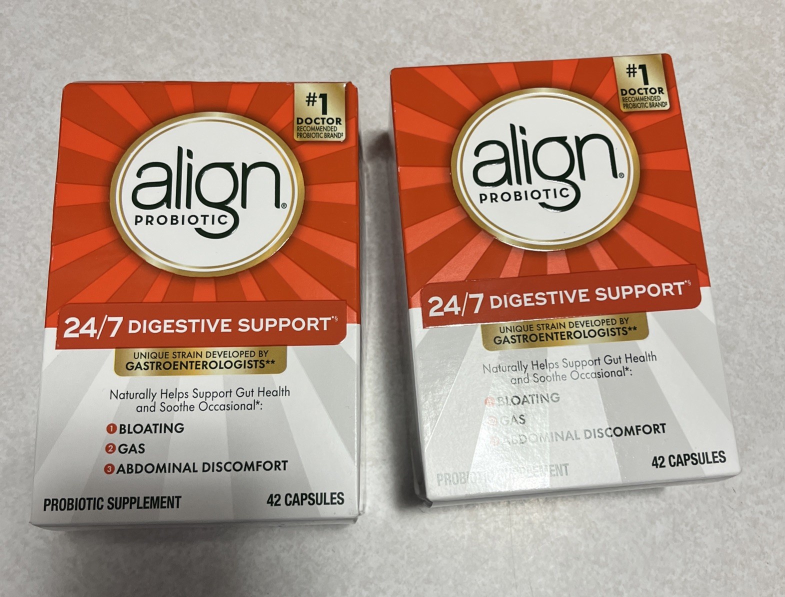 Lot of 2 ~Align Probiotic Digestive Support 24/7  42 capsules (84 Total)11/28