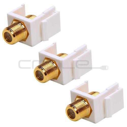 F Type Keystone Jack to Jack Modular Type F Female to Female Coupler White 3 PCS