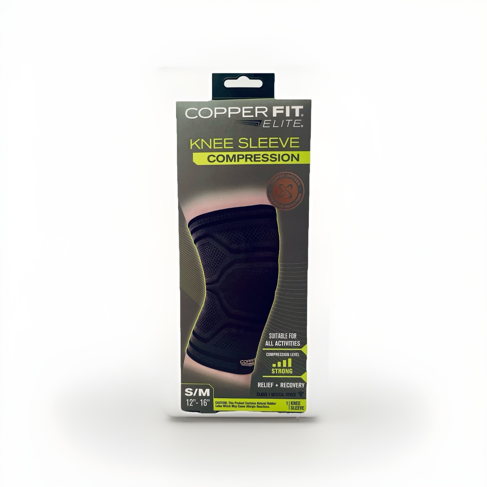 Copper Fit Elite Knee Compression Sleeve Knee Brace, Black, S/M