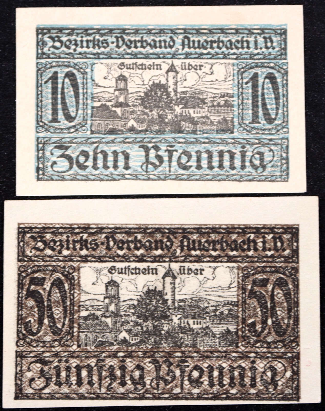 AUERBACH exp. 1919 Complete Set small German Notgeld