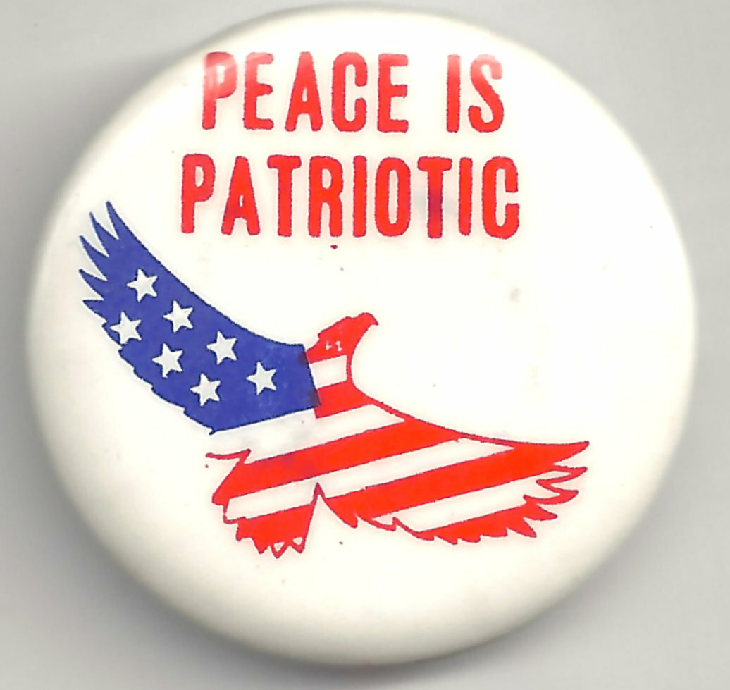Mid 1960's  PEACE IS PATRIOTIC Eagle with US Flag Pin! Anti Viet Nam War pin