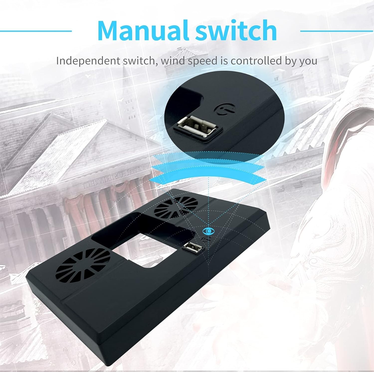 USB Cooling Fan for Xbox Series X Console Low-Noise External Vertical Cooler