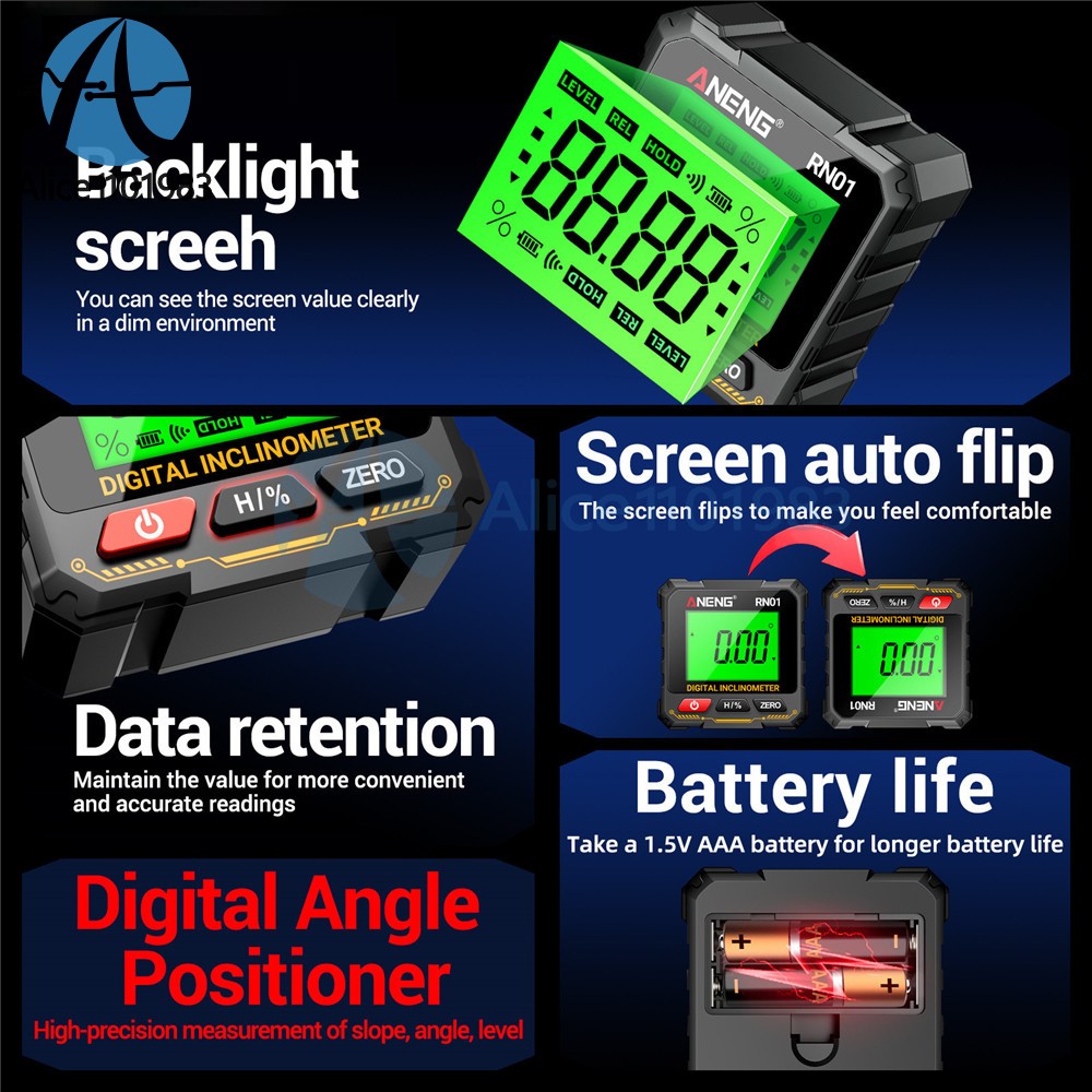 ANENG Magnetic Digital Level Box LCD Angle Finder Protractor Inclinometer Gauge
