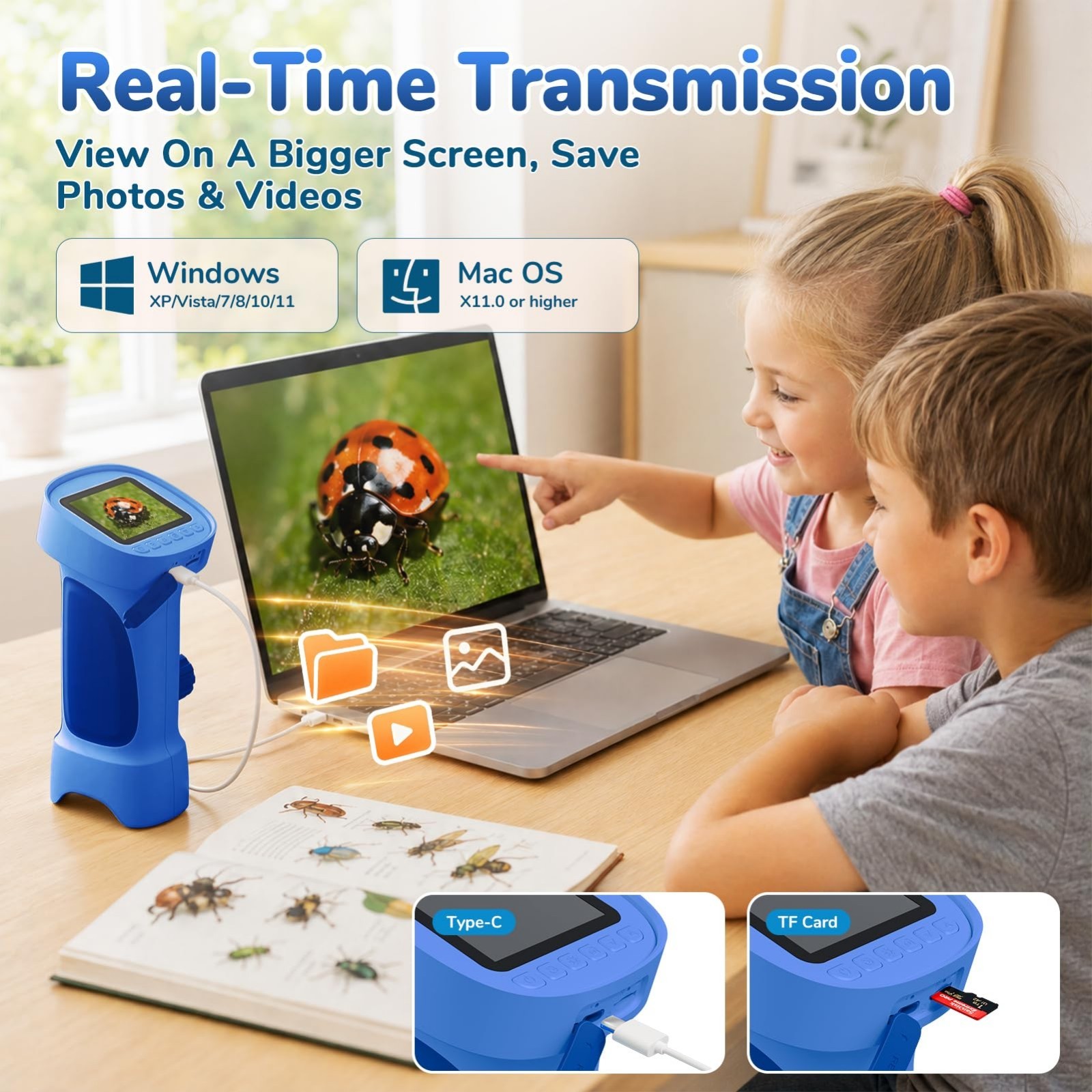 1000X Handheld Digital Microscope for Kids with 2.4" IPS Screen | Portable...