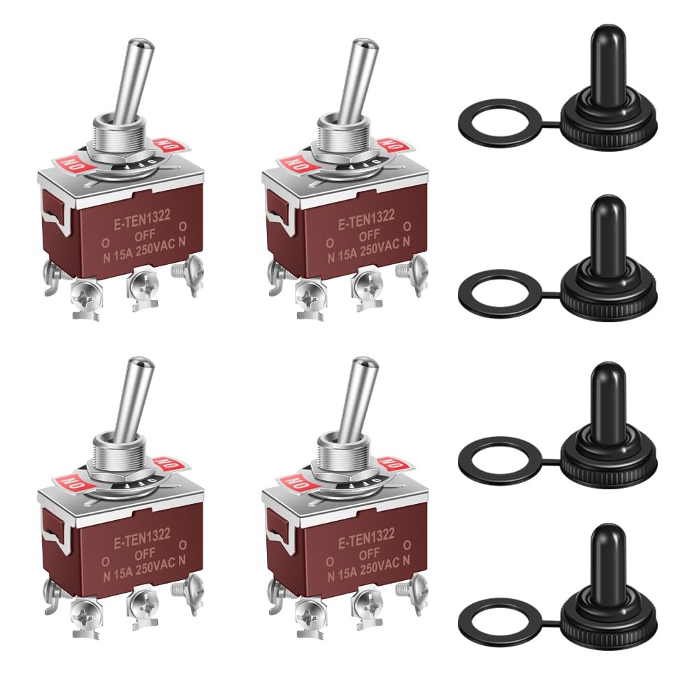 DPDT Toggle Switch ON Off ON 30A 12V Waterproof 6 Pin Marine 4 Pack