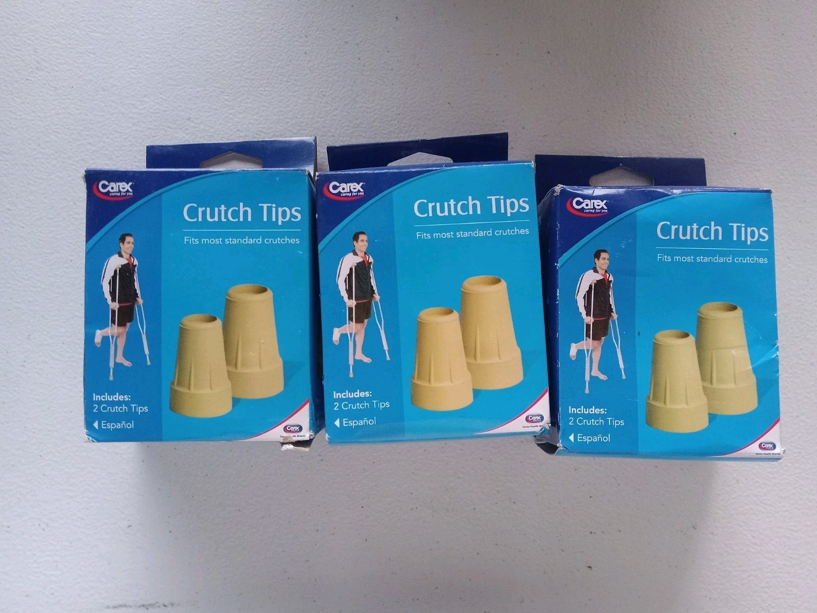 Carex Crutch Tip XL 7/8" Tan Tips Lot Of 3 Pair - Brand New - A95200