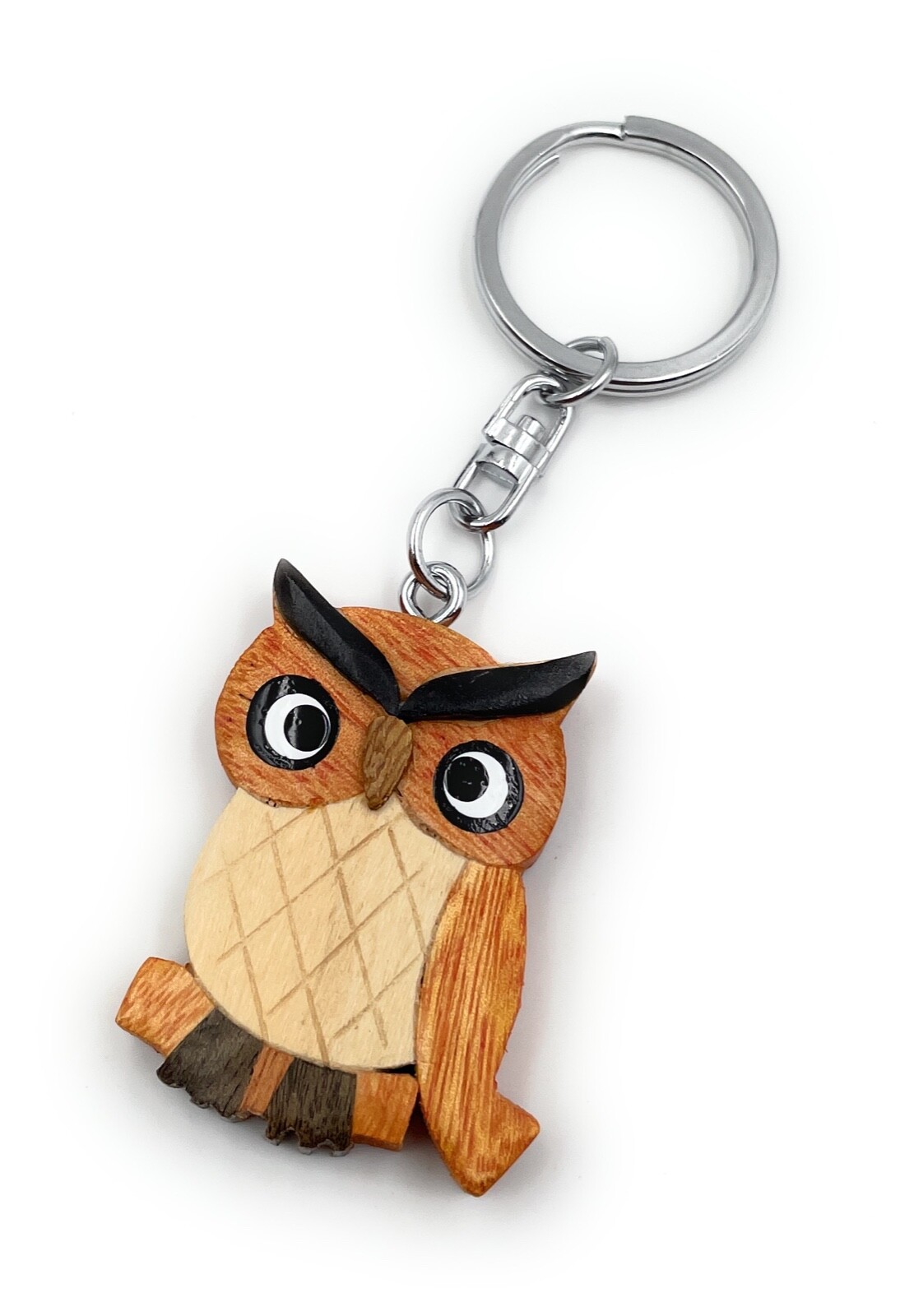 Handmade Wood Keychain Owl Bird Owl Uhu Animal Forest IN Ast Trailer