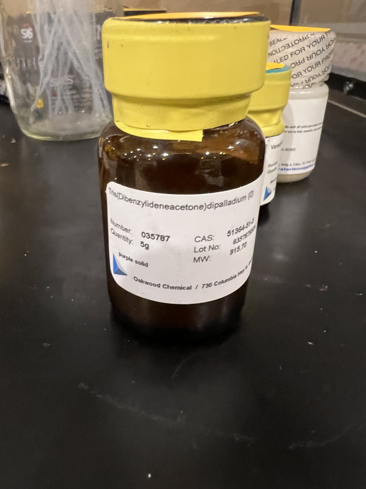 Tris(dibenzylideneacetone)dipalladium(0), Pd2(dba)3, 5g, Oakwood Chemical NEW