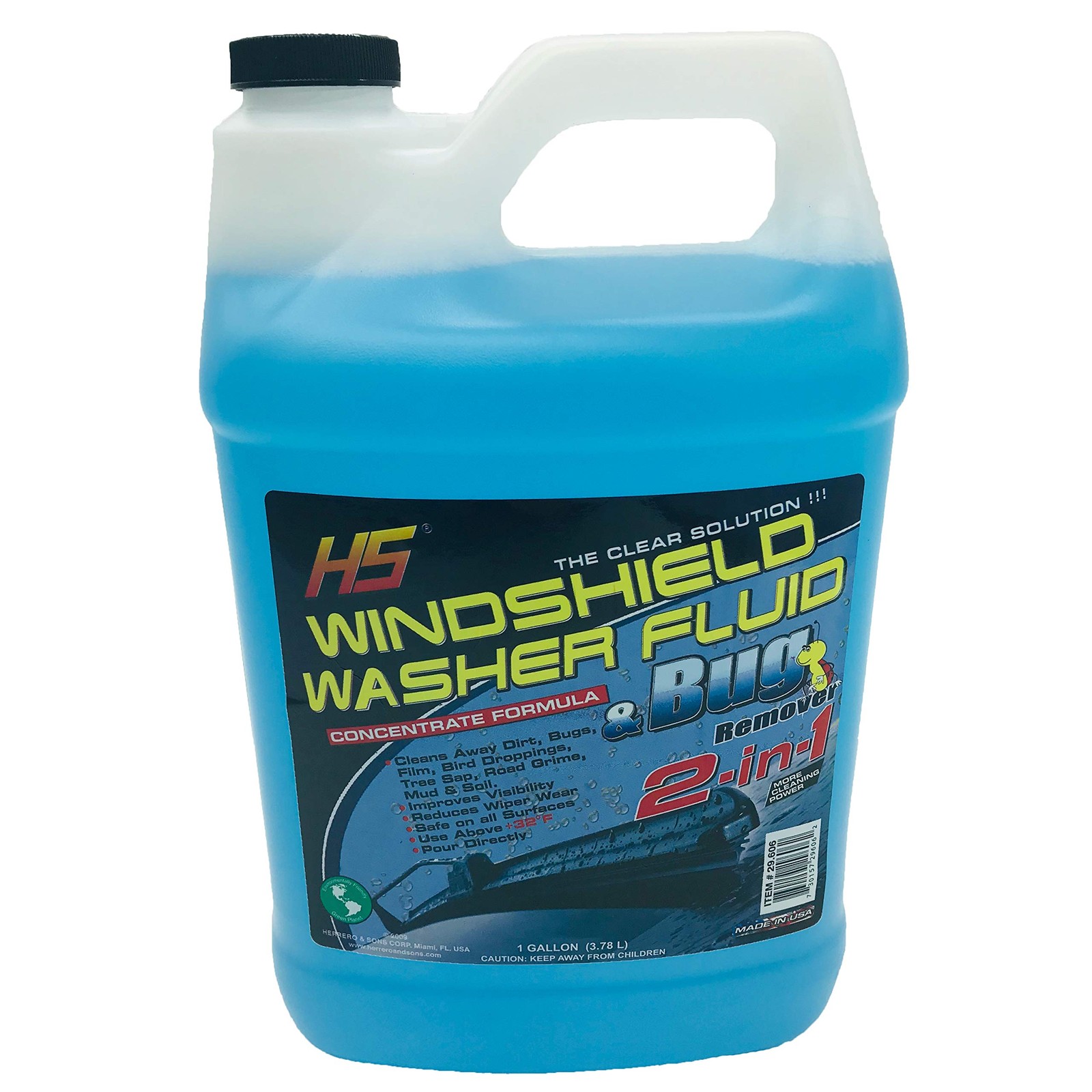 HS 29.606 Bug Wash Windshield Washer Fluid, 1 Gal 128 Fl Oz (Pack of 1), Blue
