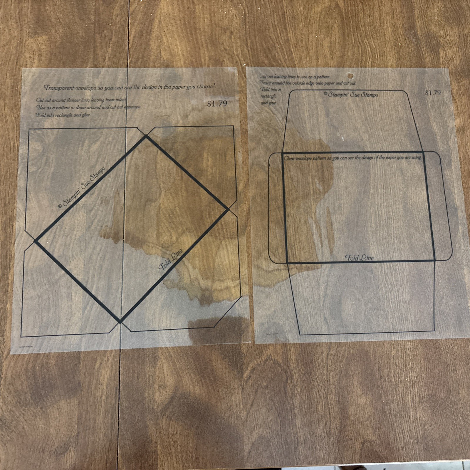 Lot Of 2 Transparent Envelope Template From Stamping Sue Stamps