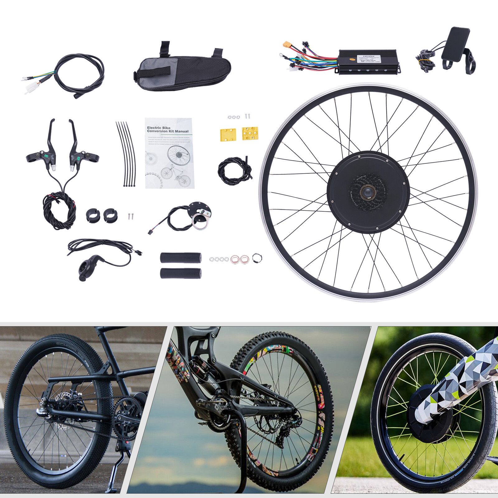 700C 28"/29'' 1000W LCD Electric Bicycle Motor Conversion Kit Ebike Rear Wheel