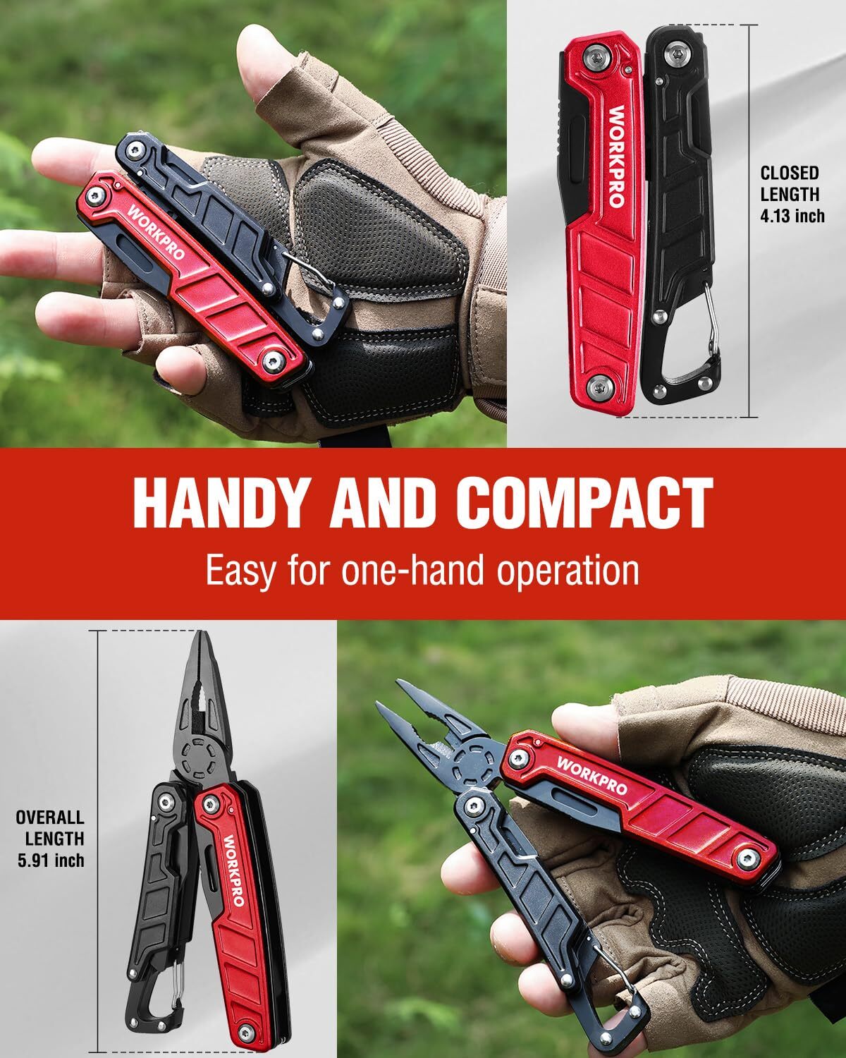 WORKPRO 11 in 1 Multitool Pliers with Safety Lock-Camping Tool Multi Tool Knives