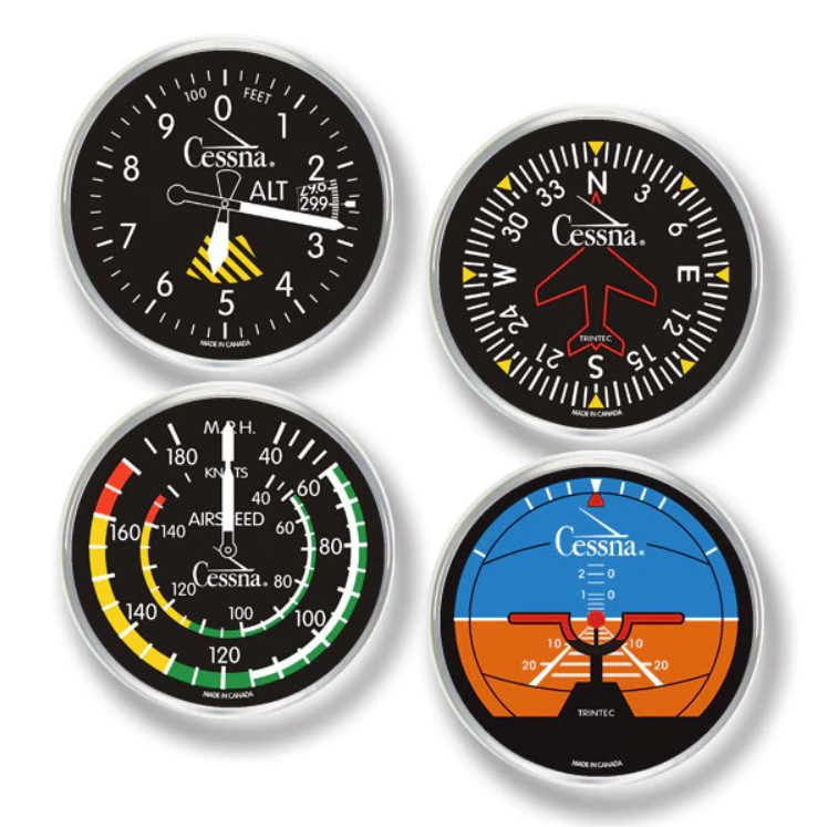 Cessna 4-Piece Round Acrylic Coaster Set - Model 9010-CES