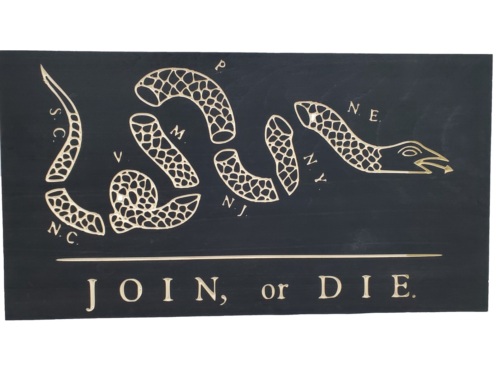19" Join, Or Die American Flag handgun concealment cabinet hidden gun storage