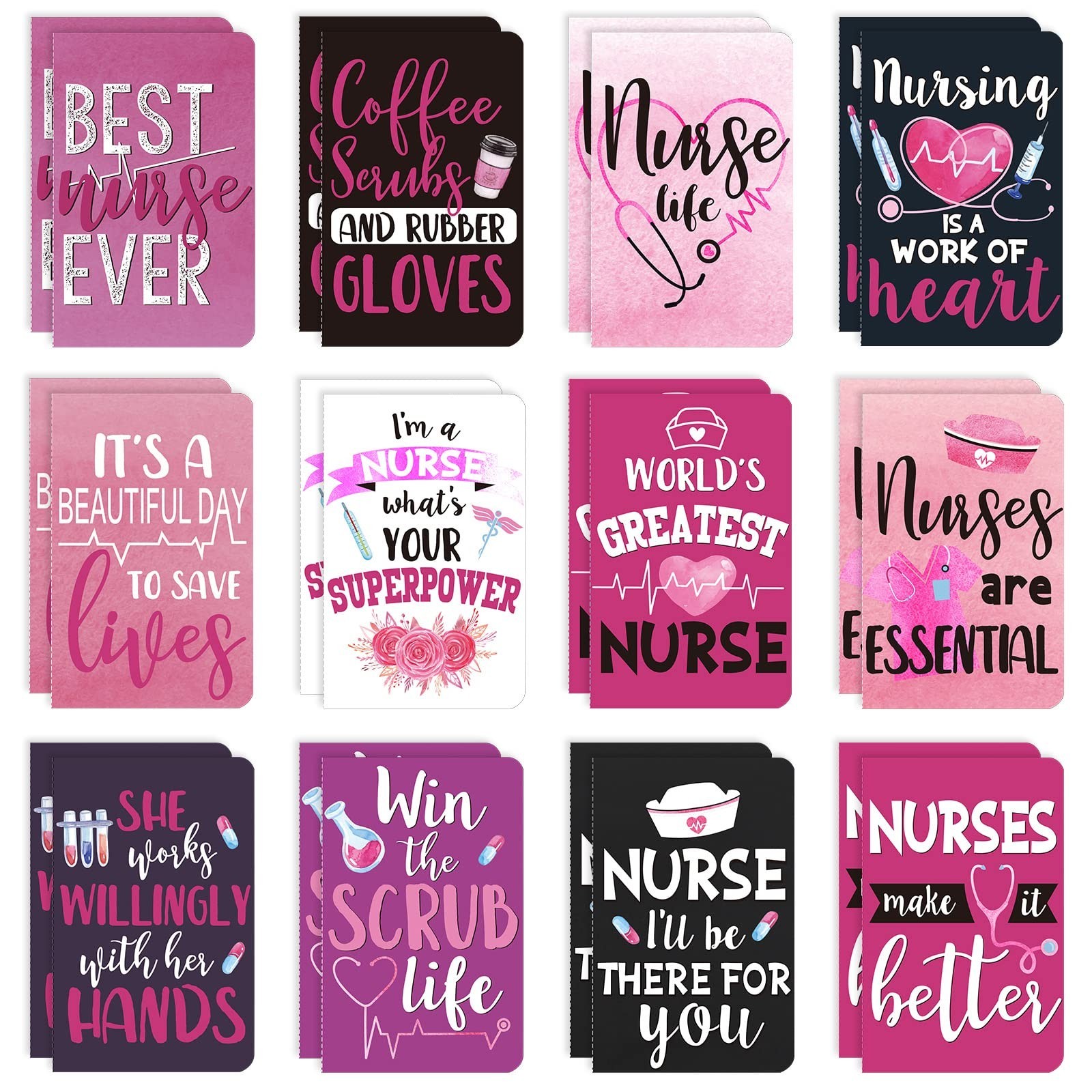 Nezyo 24 Pcs Nurse Notebooks Appreciation Gifts Mini Pocket Notepads Nurse We...