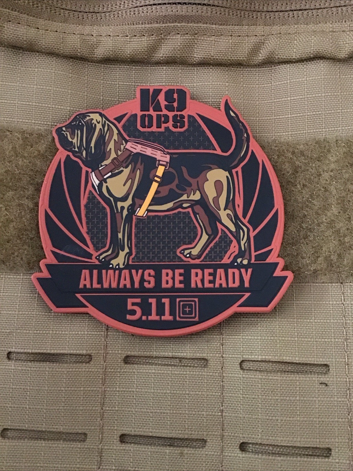 5.11 Tactical Morale Patch K9 Ops Bloodhound  W/ Hook Backing New 1-1