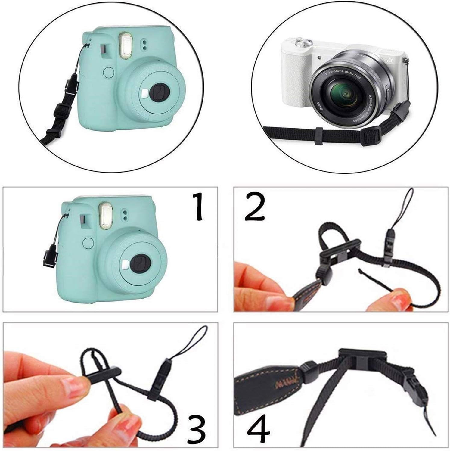 Camera Strap Black Canvas Neck Shoulder Strap with Quick Release Buckles for DSL
