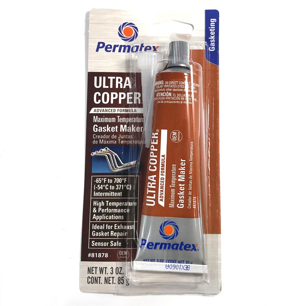 Permatex Sealant 81878; Ultra Copper Maximum Temperature RTV 3oz Squeeze Tube