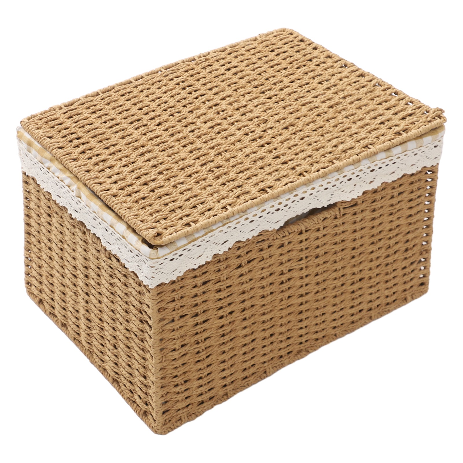 4pcs Large Rope-woven Storage Baskets Boxes Stackable Organizor Bins W/ Liner