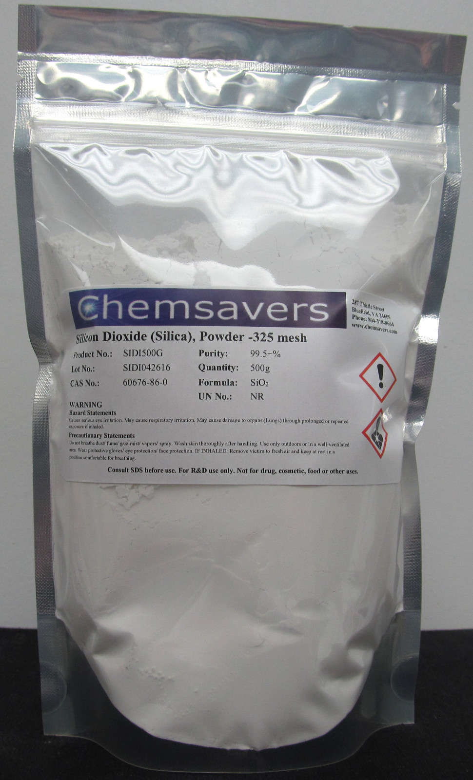 Silicon Dioxide (Silica), Powder -325 mesh, 99.5+%, 500g