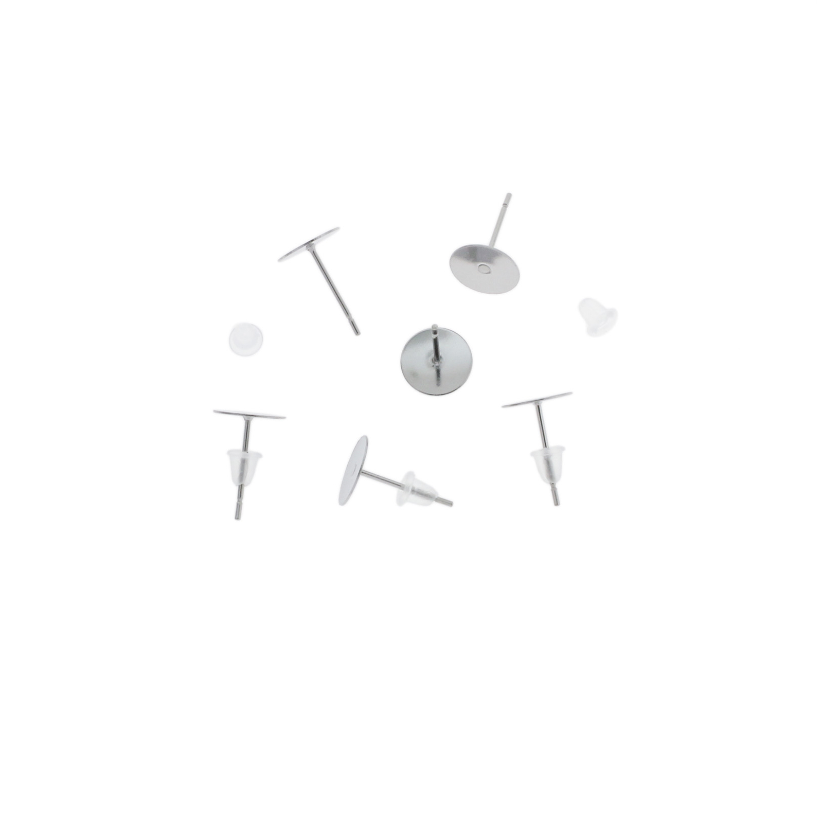 Stainless Steel Earrings - Stud Bases - 8mm x 12mm - 50 Pieces 25 Pairs - FD909